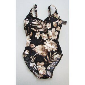 Shapemaker Black Floral 1 Piece Swimsuit - Sz 32C - NEW